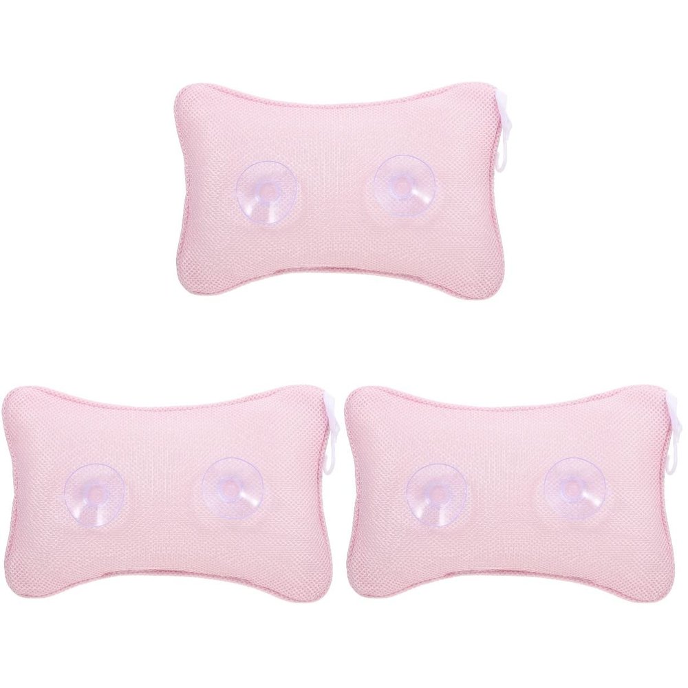 Zerodeko 3pcs Bath Pillow Strong Cups Softness for Bathtub Spa Relaxation Bone Shape Design for Back Support Easy to Clean and Store