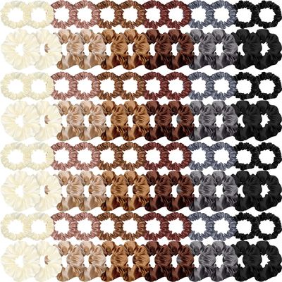 96 Pieces Satin Scrunchies Hair Tie Bulk Silk Elastic Ponytail Holders Ropes Comfortable Hair Bands Accessories for Girls Women Teens Birthday Gift(Colorful)
