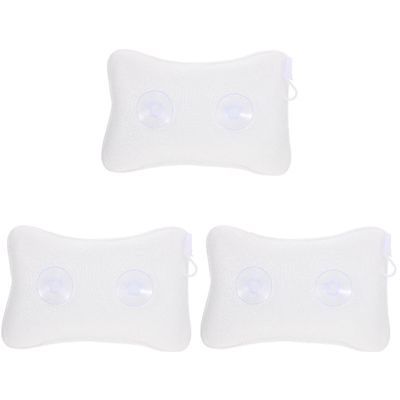 Zerodeko 3pcs Bone Shape Bathtub Spa Pillow Cups Mesh Design for Neck and Back Support Fast Drying Softness Easy to Clean and Store White