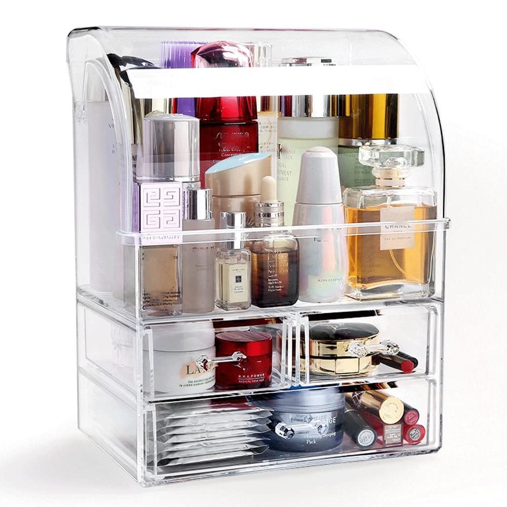 Feiyx Cosmetic Makeup Organizer DustProof Waterproof Cosmetic Storage Display Case with Drawers Suitable for Bathroom countertop,Bedroom Dresser