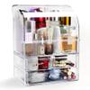 Feiyx Cosmetic Makeup Organizer DustProof Waterproof Cosmetic Storage Display Case with Drawers Suitable for Bathroom countertop,Bedroom Dresser view 1