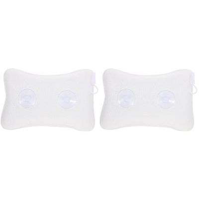 Zerodeko 2pcs Bath Tub Pillow Strong Cups Inflatable Bath Pillow for Comfortable Neck and Back Support Spa Accessory Easy to Clean and Store