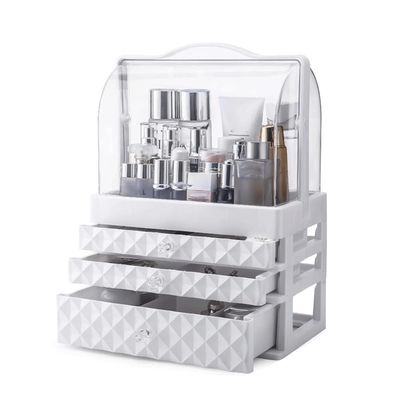 Feiyx Makeup Storage Organizer with Lid and Drawers - Acrylic Cosmetic Storage Drawers and Jewelry Display Box for Cosmetics Display Cases Makeup Storage Drawers