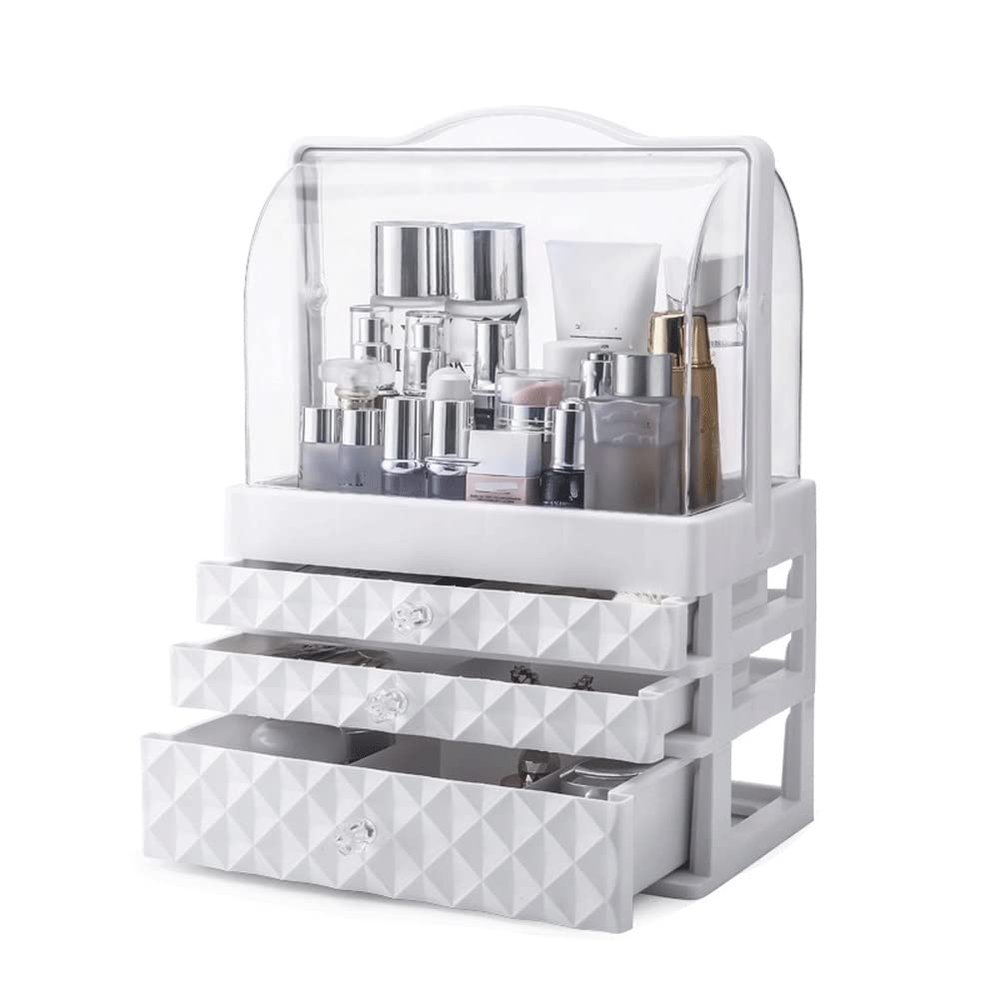 Feiyx Makeup Storage Organizer with Lid and Drawers - Acrylic Cosmetic Storage Drawers and Jewelry Display Box for Cosmetics Display Cases Makeup Storage Drawers