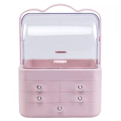 Feiyx Makeup Organizer Cosmetic and Jewelry Storage Case Super Large Capacity Bedroom Dresser Organizer Box,for Countertop Bathroom (Color : Pink)