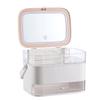 Feiyx Makeup Organizer Acrylic Cosmetic Storage,Cosmetic Storage Box with Full-Open Waterproof and Dustproof Transparent Cover,Portable Handle,with Drawer,with LED Light Cosmetic Organiser,for bathroo view 1