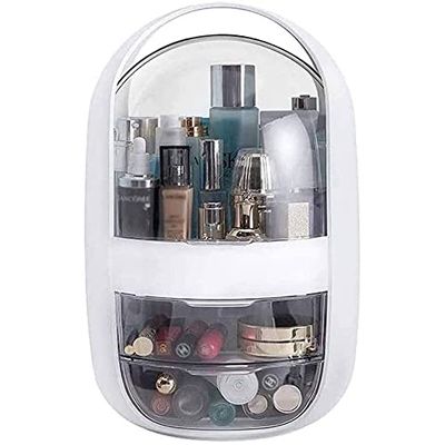Feiyx Makeup Organizer,Portable Travel Waterproof & Dustproof Cosmetic Organizer Box,Makeup Caddy Holder for Countertop Bathroom,Multifunctional Storage Box,Jewelry and Makeup Caddy Shelf Capsule