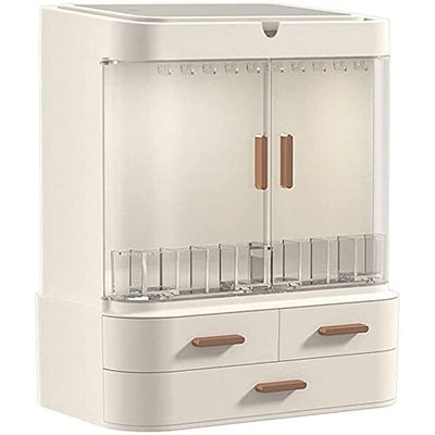 Feiyx Makeup Organizer Cosmetic Storage Drawers and Jewelry Display Box,Waterproof Large Cosmetics Organizer Storage with Drawers Skincare Cosmetic Display Cases For Bathroom Countertop Bedroom Dresse