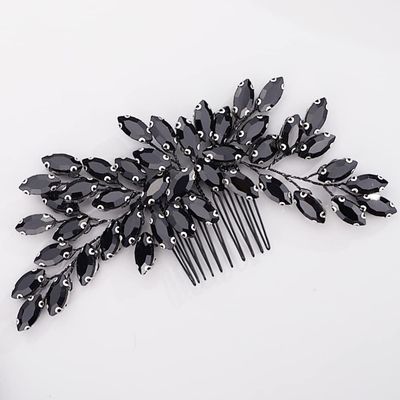 BERYUAN Black Crystal Hair Comb for Women, Black Gothic Hair Clip for Girls, Vintage Hair Comb for Wedding Pageant Prom Headpieces, Style 3