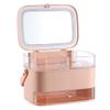 Feiyx Makeup Organizer Acrylic Cosmetic Storage,Cosmetic Storage Box with Full-Open Waterproof and Dustproof Transparent Cover,Portable Handle,with Drawer,with LED Light Cosmetic Organiser,for bathroo view 1