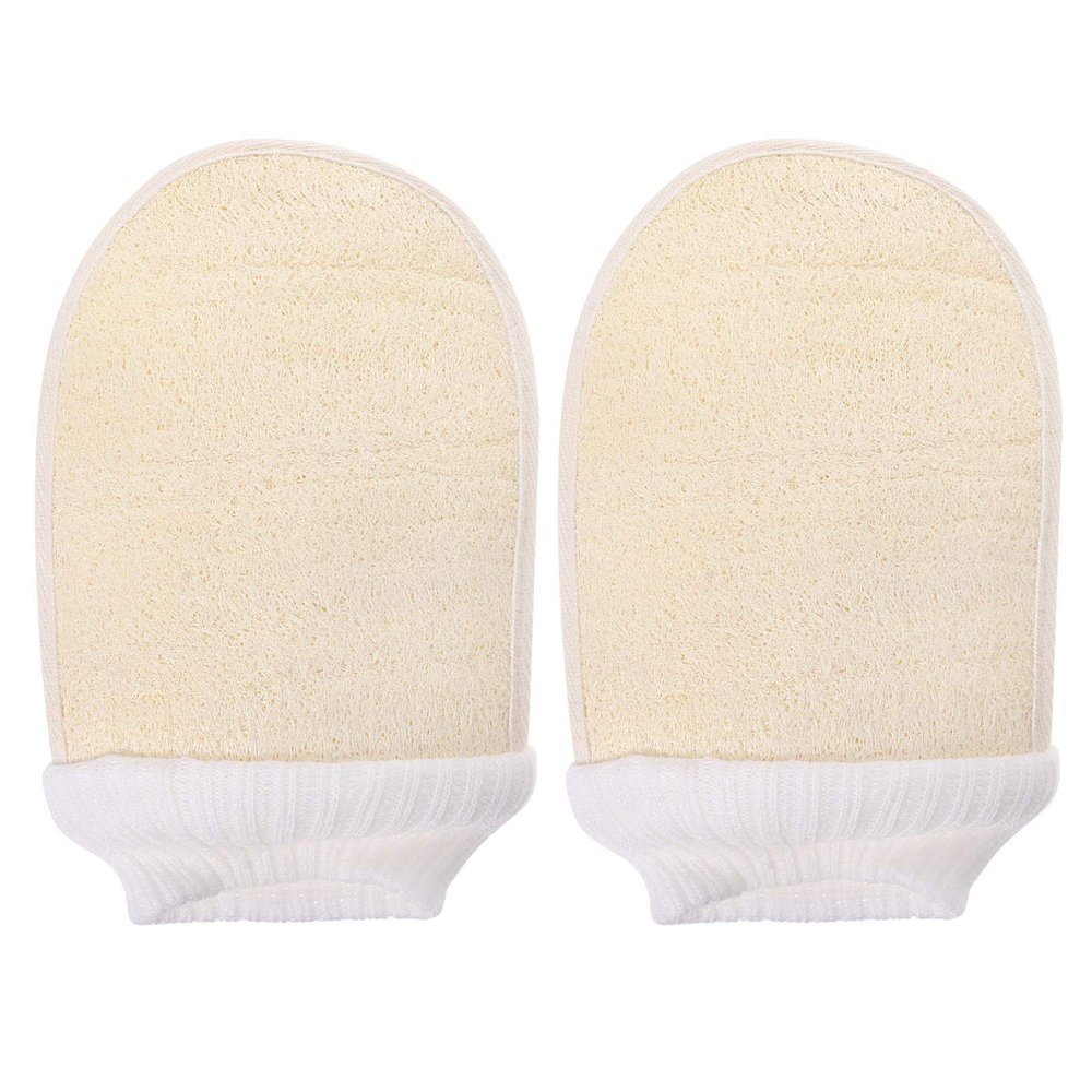Alipis 2pcs Exfoliating Glove and Back Scrub Double-sided Loofah Gloves for Cleaning Neck Shoulder Feet Deep Exfoliating Mitts Body Scrub