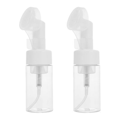 STOBAZA 2pcs Press Silicone Brush Head Bottle Pet Foaming Sub Bottles for Hand Soap Facial Wash and Cosmetics for Travel and Daily Use