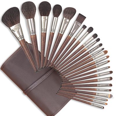 ENZO KEN Deluxe Natural Goat Hair Makeup Brush Set with Case, 24 Cosmetic Brushes Makeup Set, Wooden Natural Makeup Brushes, Natural Bristle Makeup Brush, Natural Hair Makeup Brushes Set Professional.