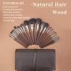 ENZO KEN Deluxe Natural Goat Hair Makeup Brush Set with Case, 24 Cosmetic Brushes Makeup Set, Wooden Natural Makeup Brushes, Natural Bristle Makeup Brush, Natural Hair Makeup Brushes Set Professional. view 2