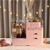 Feiyx Makeup Organizer,Cosmetic Storage Box with Waterproof and Dustproof Transparent Cover,Portable Handle,with Drawer,Skincare Items - Cosmetic Storage Box Desktop Dressing and Washing Table Shelf view 3