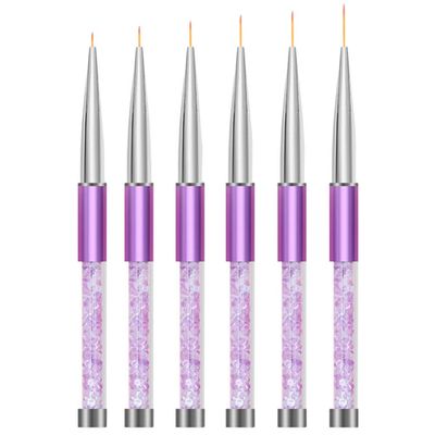 minkissy 6pcs Nail Art Liner Brushes Dual-ended Design for Fine Detailing Comfortable to Hold for Nail Painting and Salon Use Includes Tips for Dots and Patterns