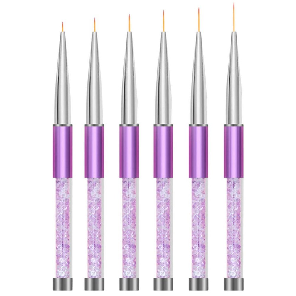minkissy 6pcs Nail Art Liner Brushes Dual-ended Design for Fine Detailing Comfortable to Hold for Nail Painting and Salon Use Includes Tips for Dots and Patterns