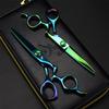 3Pcs Professional Hair Cutting Scissors Shears Kit, 6 Inch Green Curved Handle Hairdressing Scissors Set, 440C Japanese Stainless Steel, for Men Women Kids Home Salon Barber Tools Kit view 2