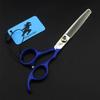 6.0 Inch Professional Hair Cutting Scissors Shears Kit, Blue Handle Hairdressing Scissors Set, 440C Japanese Stainless Steel, for Men Women Kids Home Salon Barber Tools Kit view 4