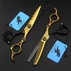 6.0 Inch Professional Hairdressing Scissors Set, Hair Cutting Scissors, 440C Japanese Stainless Steel, for Men, Women, and Kids(Black Gold) view 3