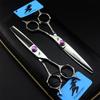 3Pcs Professional Hair Cutting Scissors Shears Kit, 6.0 Inch Double-Tailed Flower Handle Hairdressing Scissors Set, 440C Japanese Stainless Steel, for Men Women Kids Home Salon Barber Tools Kit view 3