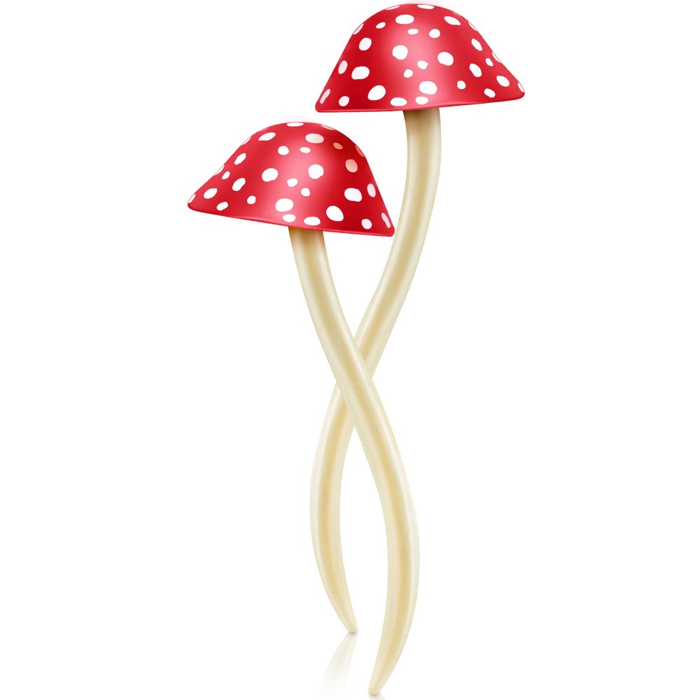 Taiyin 2 Pcs Mushroom Print Hair Sticks Cute Chopsticks for Women and Girls, Bun Sticks for Long Hair (Red)