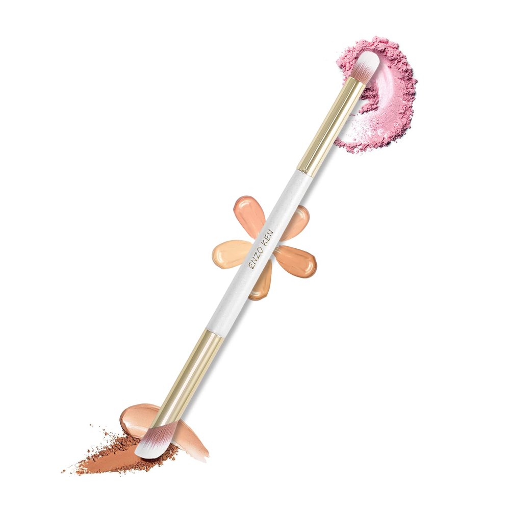 ENZO KEN Small Nose Contour Brush, Angled Concealer Brush, Under Eye Concealer Makeup Brush - White
