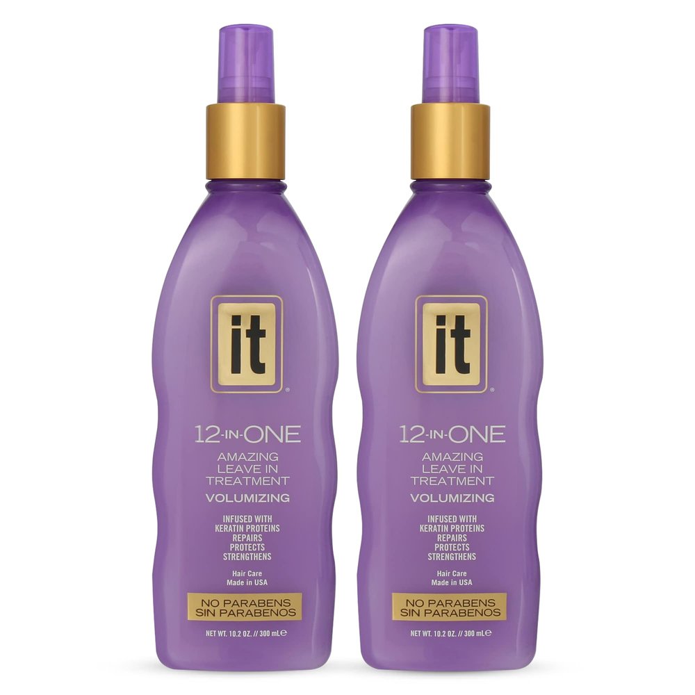 12-in-One Volumizing Amazing Leave-In Hair Treatment  2 Pack - Infused with Keratin, Avocado, and Whole Wheat to Strengthen and Add Volume - Conditioner Spray to Protect Dry and Damaged Hair  IT 12-in-One
