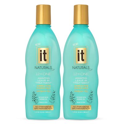 12-in-One Amazing Leave-In Hair Treatment  2 Pack - Infused with Keratin and Argan Oil for Silky Soft Hair and Added Shine - Conditioner Strengthens and Protects Dry & Damaged Hair - It Naturals