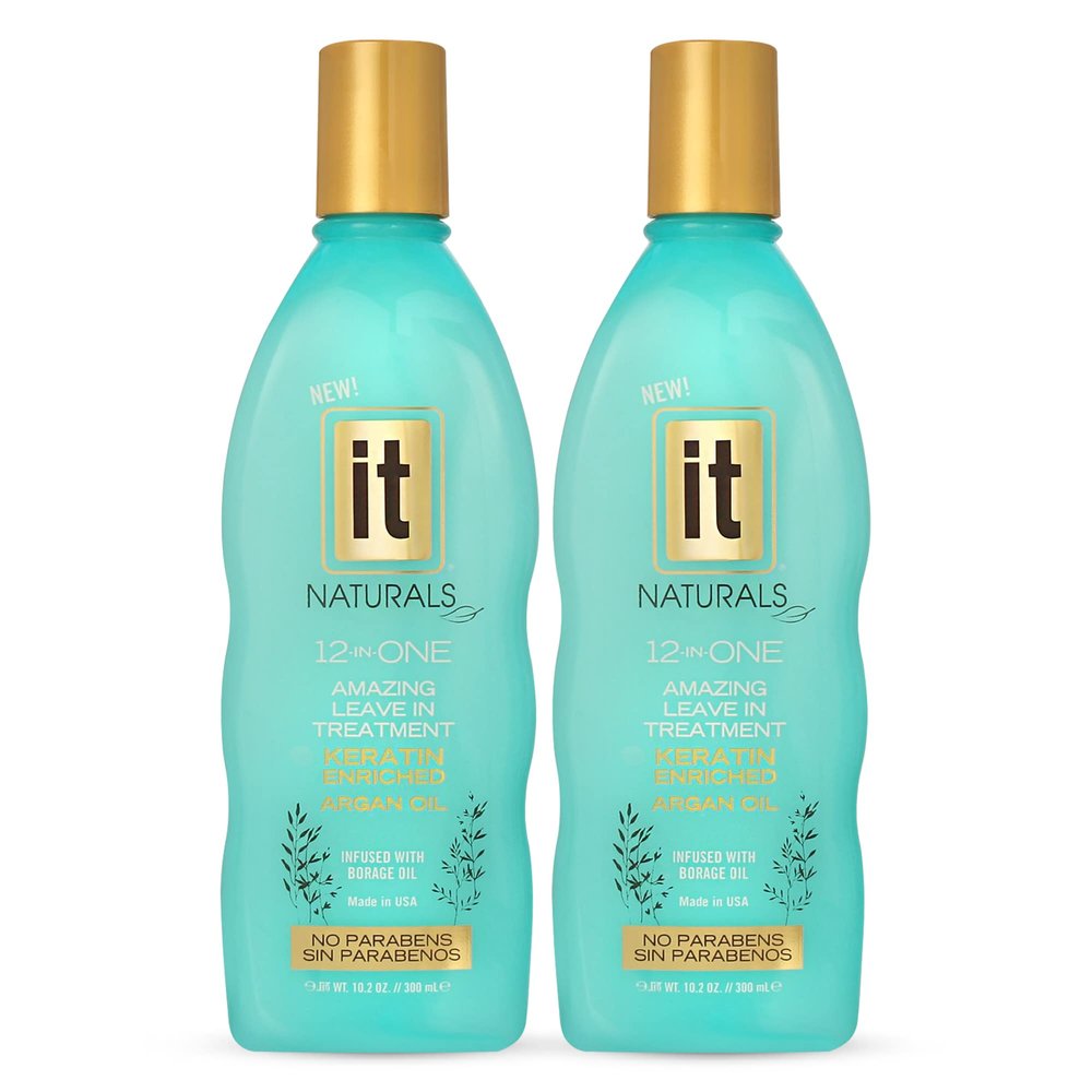 12-in-One Amazing Leave-In Hair Treatment  2 Pack - Infused with Keratin and Argan Oil for Silky Soft Hair and Added Shine - Conditioner Strengthens and Protects Dry & Damaged Hair - It Naturals