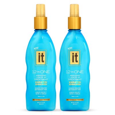 12-in-One Amazing Leave-In Hair Treatment  2 Pack - Infused with Keratin and Borage Oil to Hydrate Smooth and Nourish Hair - Conditioner Spray Strengthens and Protects Dry & Damaged Hair - IT 12-in-One