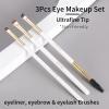 ENZO KEN Flat Angled Eyebrow Brush & Fine Angled Eyeliner Brush & Eyelash Brush Set, Fine Angled Brow Brush, Flat Eyebrow Brush, Eyeliner Brush, Winged Eyeliner Brush Angled. (163-3P) view 2