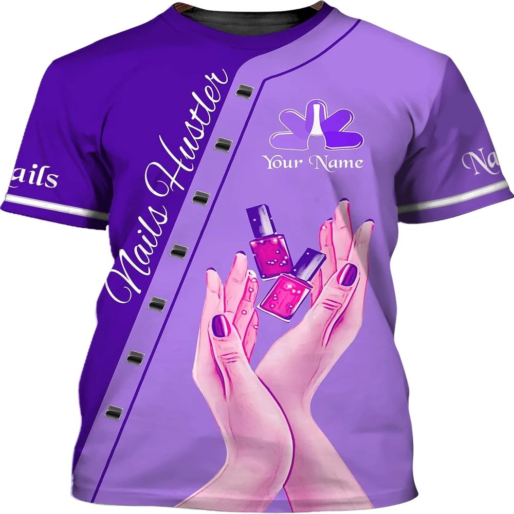 Nail Boss Diamond Personalized 3D T-Shirt for Manicurist, Nail Art, Custom Name, Artist Gifts