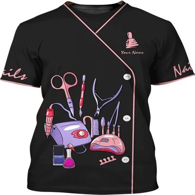 Barber Shop Personalized Name 3D Tshirt, Nail Shirt, Nail Art Shirt, Custom Nail Tech 3D Shirt, Nail Artist Gifts, Gift for Manicurist/Gift-484