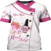 Nail Hourly Rate Nail Spa Nail Tech Uniform Pink Personalized Name 3D Tshirt, Nail Shirt, Nail Art Shirt, Custom Nail Tech 3D Shirt, Nail Artist Gifts, Gift for Manicurist/Gift-718 view 1