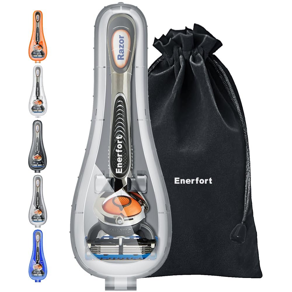 Enerfort Razor Case Compatible with Gillette Proglide Fusion Men's Razor, Manual Razor Travel Protector Case with Carrying Bag - Gray