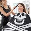 visesunny Barber Cape Calico Jack Pirate Flag Leather Texture Polyester Hair Cutting Salon Cape Apron Anti-Static Haircut Water-Resistant Shaving Cloth Beard Shaving Bib Hairdressing Cape view 4