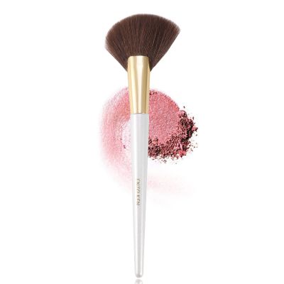 ENZO KEN Angled Fan Brush for Makeup, Thick Fluffy Blush Brush for Cheeks, Sculpt and Contour Bronzer Brush - White, 169L