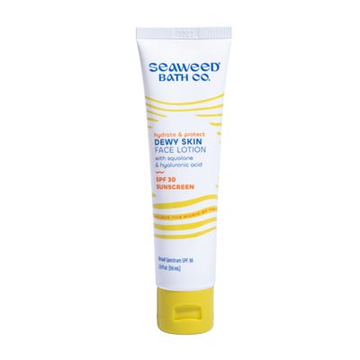 Seaweed Bath Co. Hydrate & Protect Dewy Skin Face Lotion SPF 30 Broad Spectrum Zinc Oxide Facial Sunscreen, 2 Ounce, Sustainably Harvested Seaweed, Hyaluronic Acid, Squalane