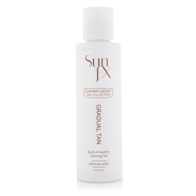 SunFX Gradual Tan Body Lotion Self Tanner | Hydrating Tan Extender Moisturizer No Odor | Build your Glow from Sunkissed to Dark | Enriched with Aloe & Vit A & E (100ml/3.38 Fl oz)