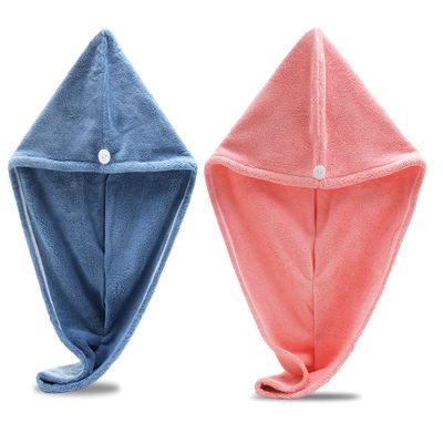Exec-U-Gift Microfiber Hair Towel Wrap, Super Absorbent Twist Turban Dry Hair Cap with Button Fasten