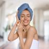 Exec-U-Gift Microfiber Hair Towel Wrap, Super Absorbent Twist Turban Dry Hair Cap with Button Fasten view 4