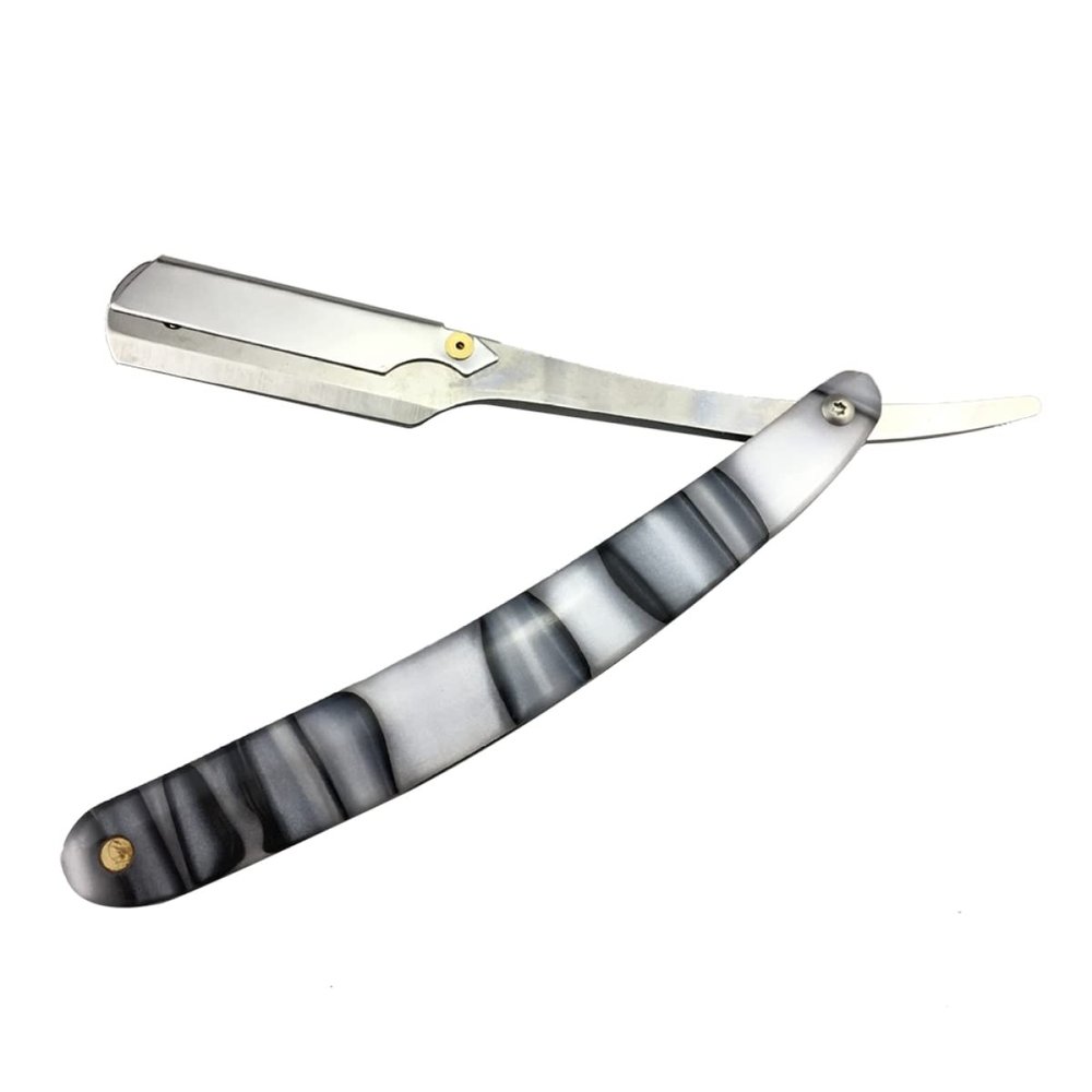 minkissy Vintage Style Metal Shaving Razor Manual Razor for Men Beard Sideburns Barber Shop Use