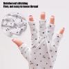 Manicure Gloves for Nails, 3 Pairs Breathable Nail Gloves, Long Fingerless Anti Gloves for Gel Nail Lamp, Soft Heartshaped Elastic Patterns for Women view 3