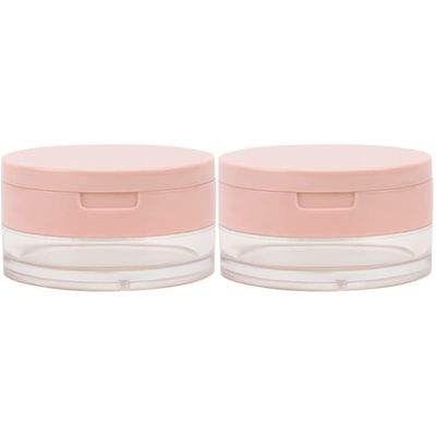 FRCOLOR 2pcs Elastic Plastic Makeup Containers for Travel Powder Puff Case Mirror Portable Powder Holder