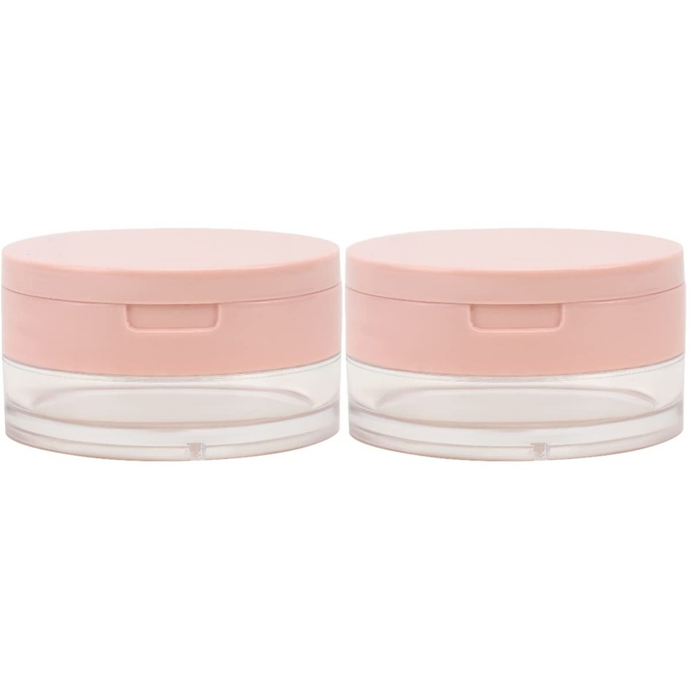 FRCOLOR 2pcs Elastic Plastic Makeup Containers for Travel Powder Puff Case Mirror Portable Powder Holder