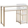 BarberPub Nail Table with Storage Marbling Texture Manicure Desk with Drawer Home Salon Beauty Equipment 2408 (White) view 1