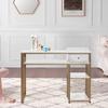 BarberPub Nail Table with Storage Marbling Texture Manicure Desk with Drawer Home Salon Beauty Equipment 2408 (White) view 2
