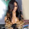 13x6 Lace Front Wig Ombre 1B4/27 Colored Body Wave HD Transparent Lace Wig Pre Plucked Human Hair for Black Women Brazilian Remy Hair With Baby Hair leached Knots 150% Density 24 Inch view 2