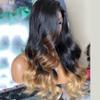13x6 Lace Front Wig Ombre 1B4/27 Colored Body Wave HD Transparent Lace Wig Pre Plucked Human Hair for Black Women Brazilian Remy Hair With Baby Hair leached Knots 150% Density 24 Inch view 3